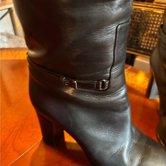 Christian Louboutin MERVILLON 85 Black Leather Heeled Boots - Picture 11 of 13